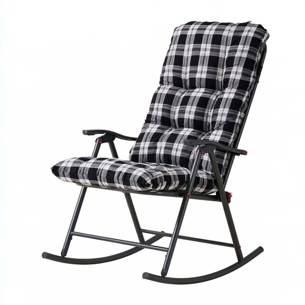 Fotel bujany, o nowoczesnej formie, składana konstrukcja, kolor: czarny i biały