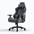 Ergonomiczny fotel gamingowy, tapicerowany tkaniną, kolor: szary