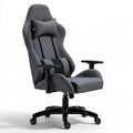 Ergonomiczny fotel gamingowy, tapicerowany tkaniną, kolor: szary