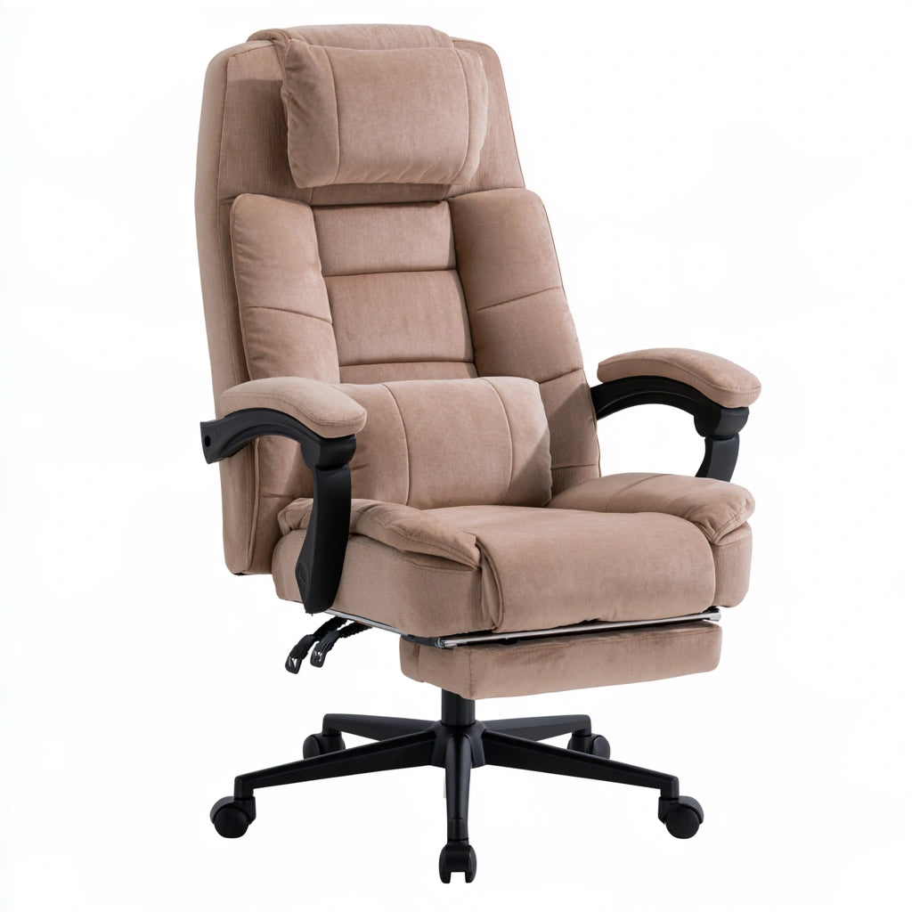 Ergonomiczny fotel biurowy, tapicerowany tkaniną, kolor: jasnobrązowy