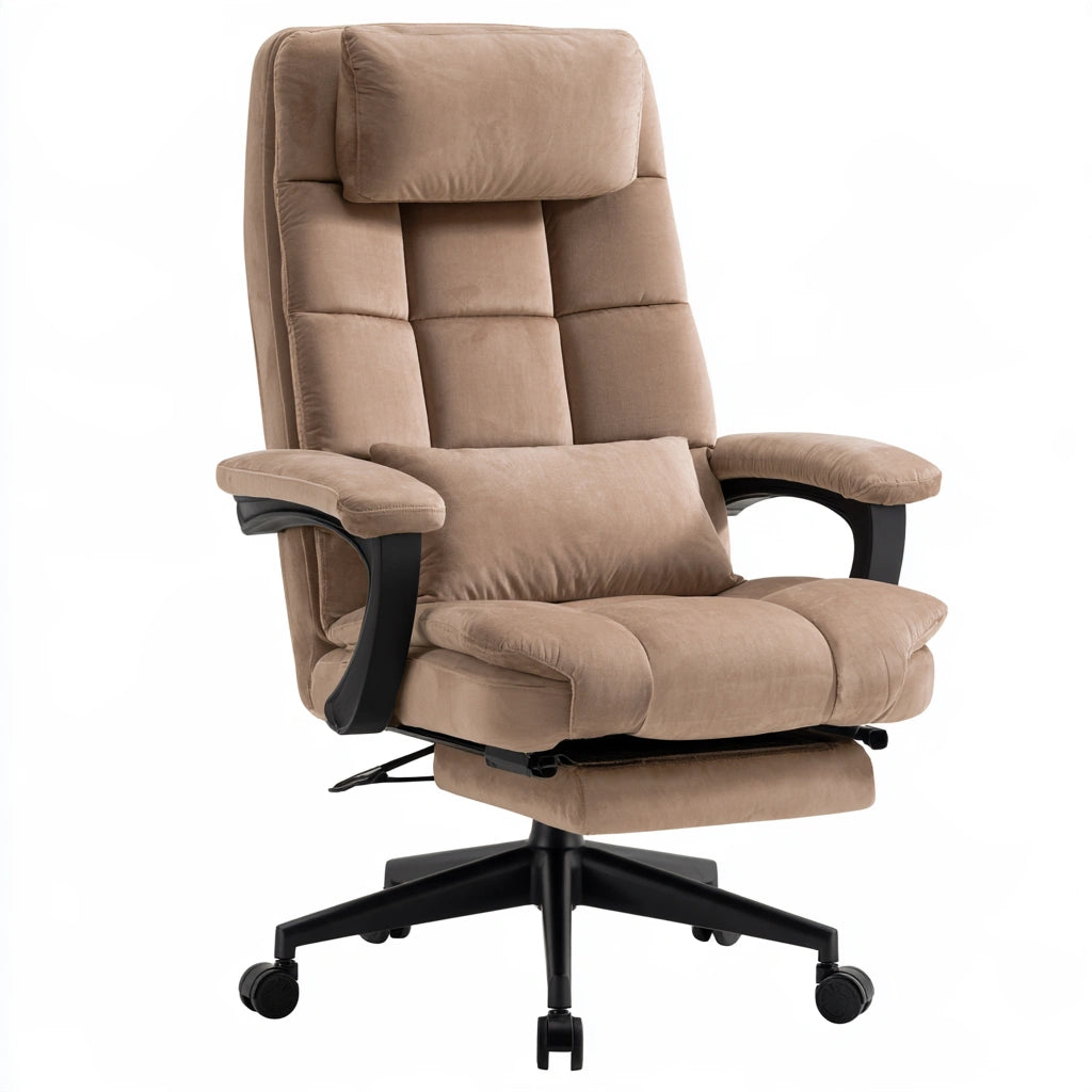 Ergonomiczny fotel biurowy, tapicerowany tkaniną, kolor: jasnobrązowy