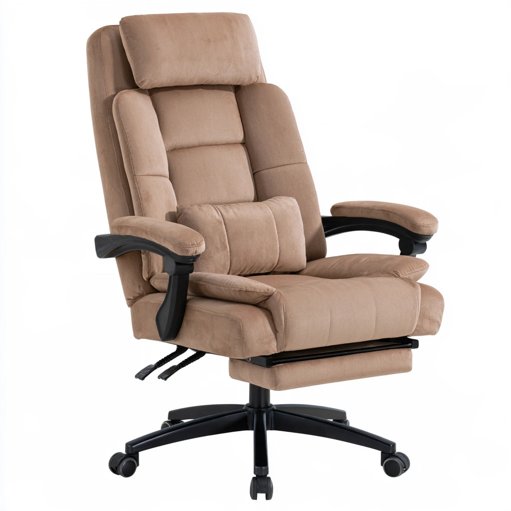 Ergonomiczny fotel biurowy, tapicerowany tkaniną, kolor: jasnobrązowy